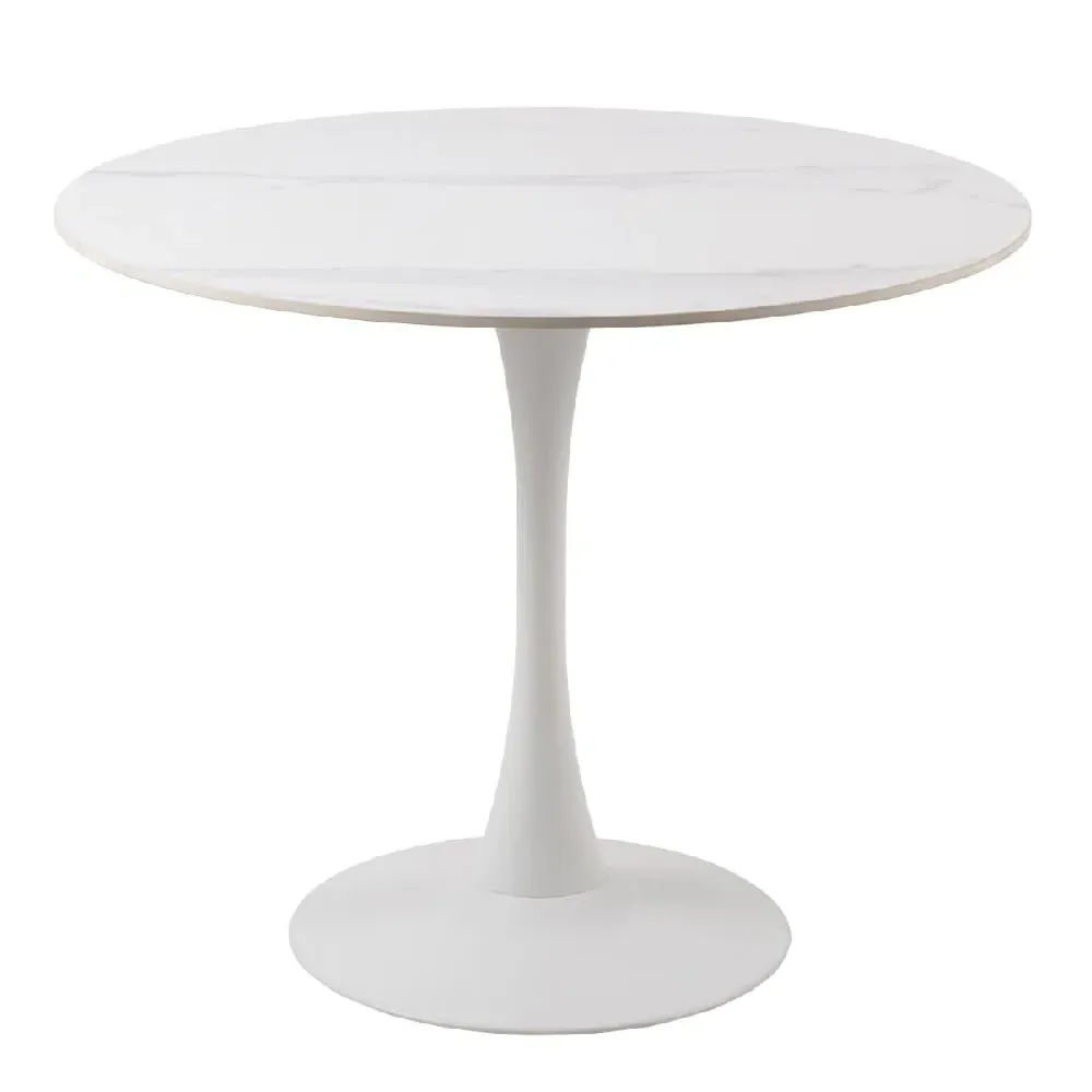Malone Round Dining Table - White, Ceramic image