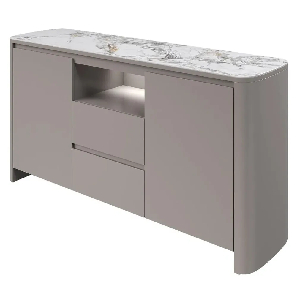 Malone Sideboard with LED Lights - Grey, Ceramic
