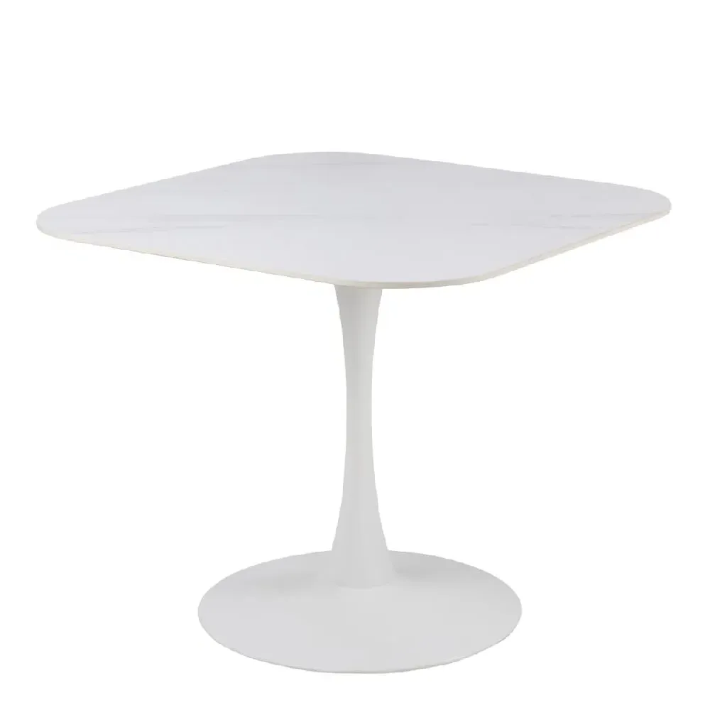 Malone Square Dining Table - White, Ceramic