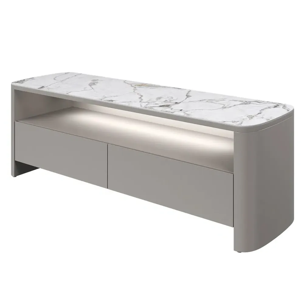 Malone TV Stand with LED Lights - Grey, Ceramic