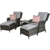 Malti Rattan Garden Lounge Set with Side Table - Grey