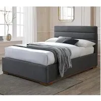 Malva Ottoman Double Bed with Storage - Dark Grey, Fabric