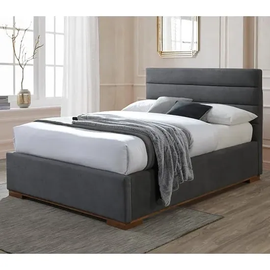 Malva Ottoman Double Bed with Storage - Dark Grey, Fabric image