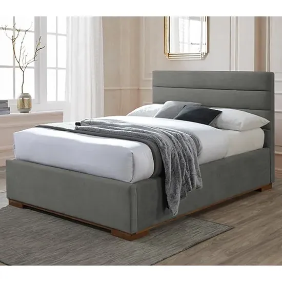 Malva Ottoman Double Bed with Storage - Light Grey, Fabric