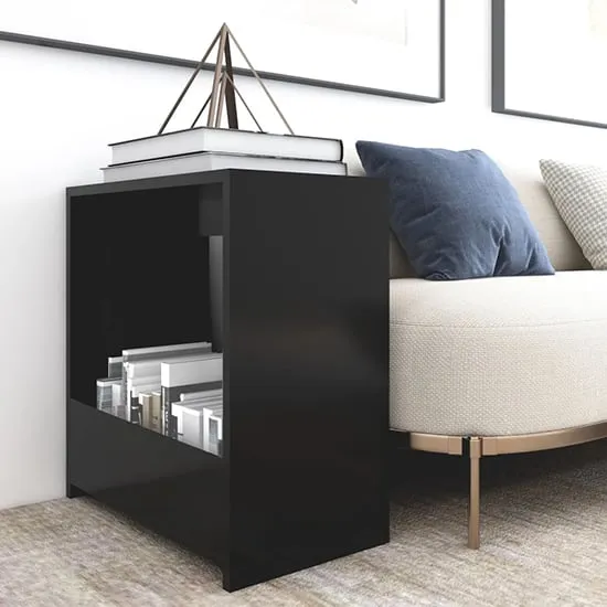 Malva Side Table with Storage - Black, Chipboard image