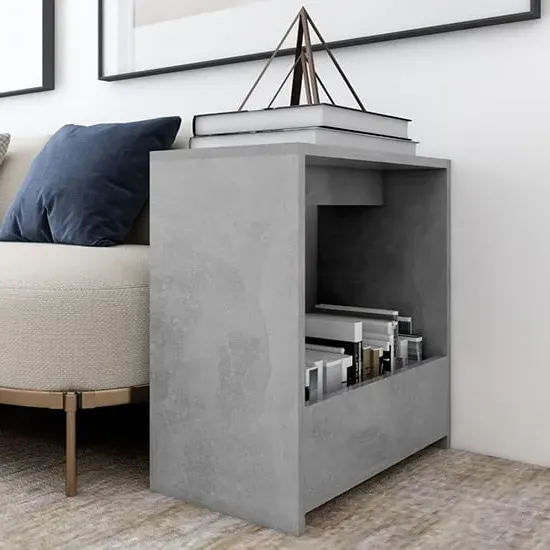 Malva Side Table with Storage - Concrete Effect, Chipboard