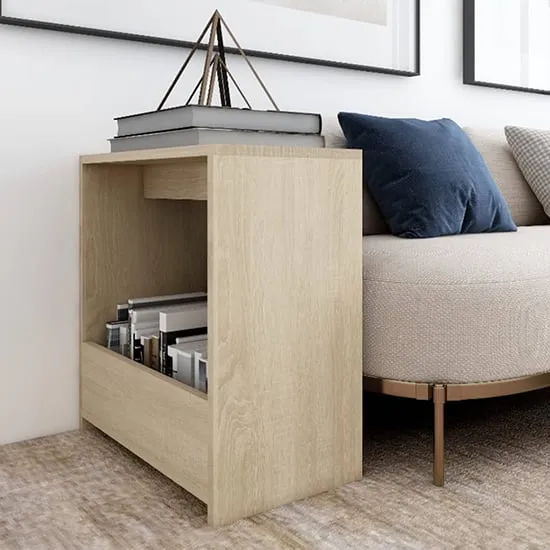 Malva Side Table with Storage - Sonoma Oak, Chipboard