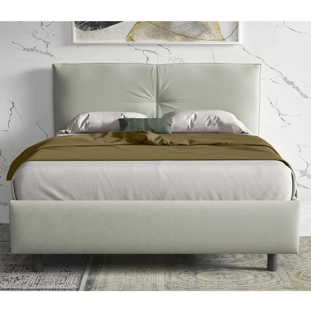 Malvern King Size Bed Frame - Ice, Fabric