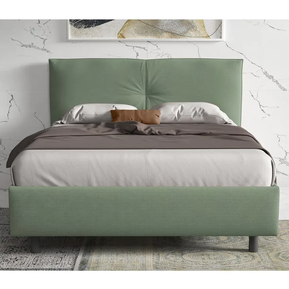Malvern King Size Bed Frame - Sage Green, Fabric