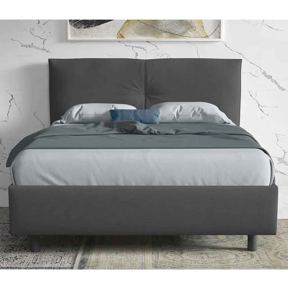 Malvern Small Double Bed Frame - Steel Grey, Fabric