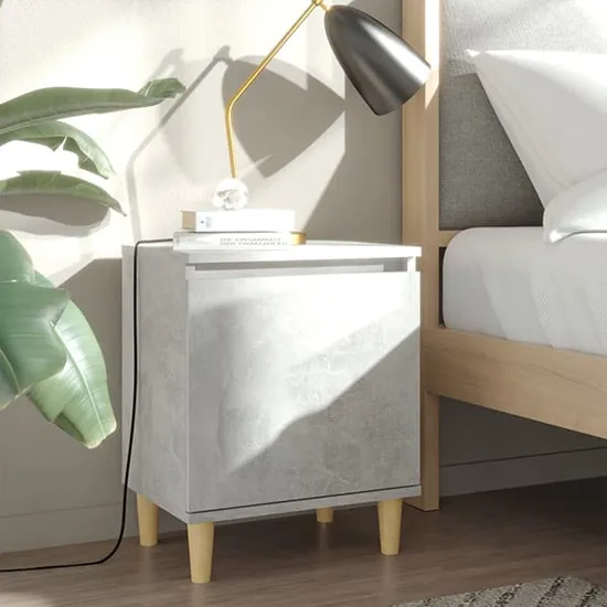 Manal Bedside Cabinet with 1 Door - Concrete Effect image