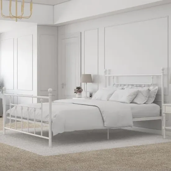 Manalo King Size Bed Frame - White, Metal