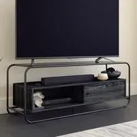 Manawa TV Stand with Storage - Black, Misted Elm