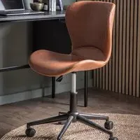 Mandal Swivel Office Chair - Brown, Faux Leather