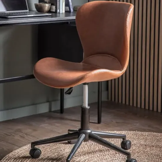 Mandal Swivel Office Chair - Brown, Faux Leather image