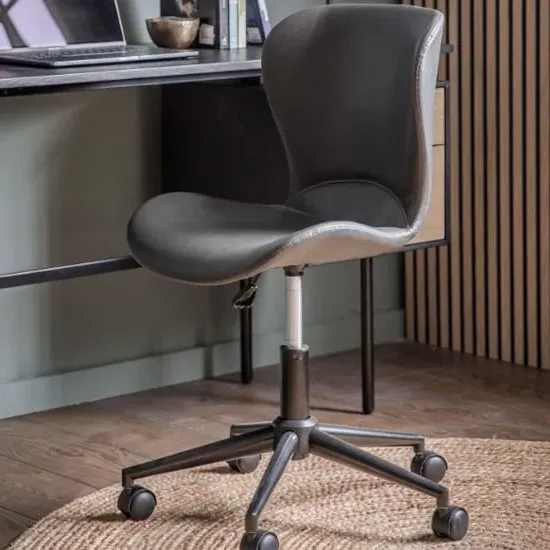Mandal Swivel Office Chair - Charcoal, Faux Leather