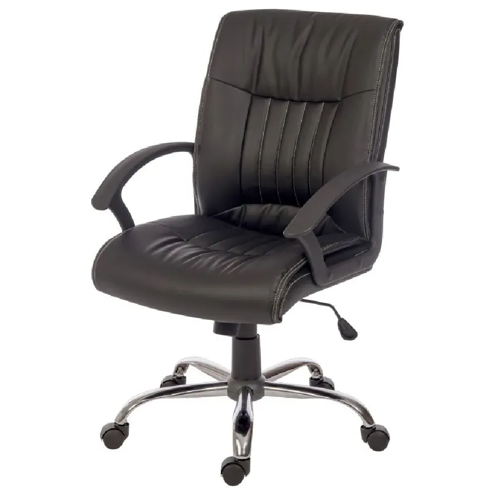 Mandan Office Chair with Swivel Base - Black, Leather