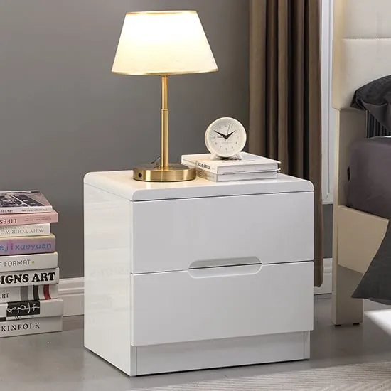 Manhattan Bedside Cabinet with 2 Drawers - White image