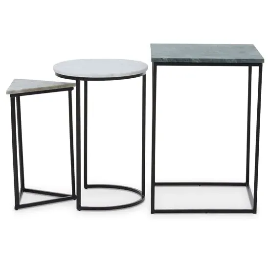 Mania Nest of 3 Tables - Black, Marble