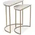Mania Round Nest of 2 Tables - White Marble, Gold Metal