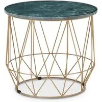 Mania Round Side Table - Gold, Marble