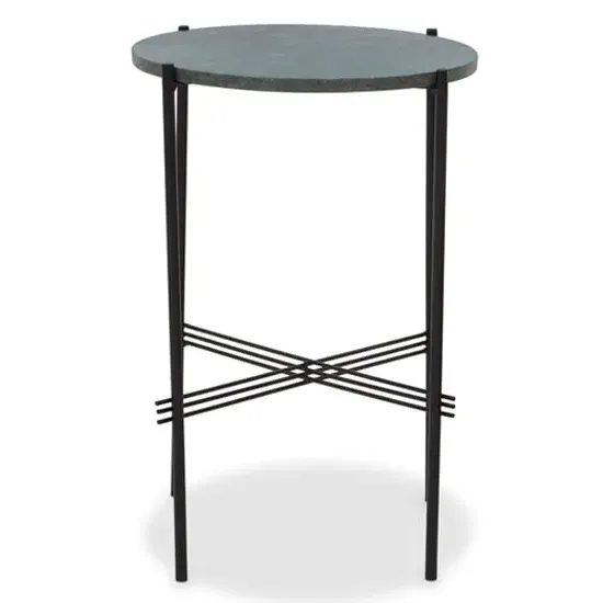Mania Round Side Table - Green, Marble image