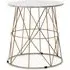 Mania Round Side Table - White Marble, Gold Metal