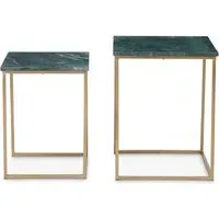 Mania Square Nest of 2 Tables - Gold, Marble