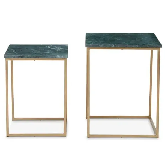 Mania Square Nest of 2 Tables - Gold, Marble