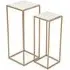 Mania Square Nest of 2 Tables - White Marble, Gold Metal