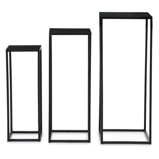 Mania Square Nest of 3 Tables - Black, Marble