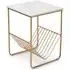 Mania Square Side Table - White Marble, Gold Metal