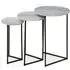 Mania Triangle Nest of 3 Tables - White Marble, Black Metal