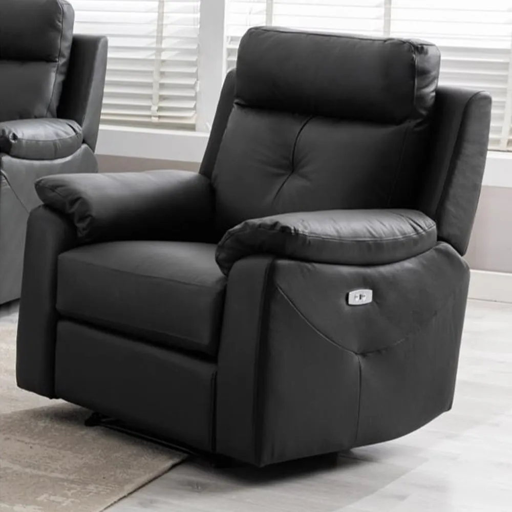 Manila 1-Seater Electric Recliner Sofa - Anthracite, Leather image