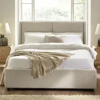 Manistee Double Ottoman Bed with Storage - Beige, Fabric