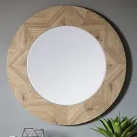 Manistee Round Wall Mirror - Oak