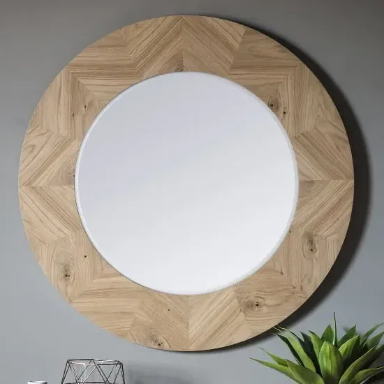 Manistee Round Wall Mirror - Oak