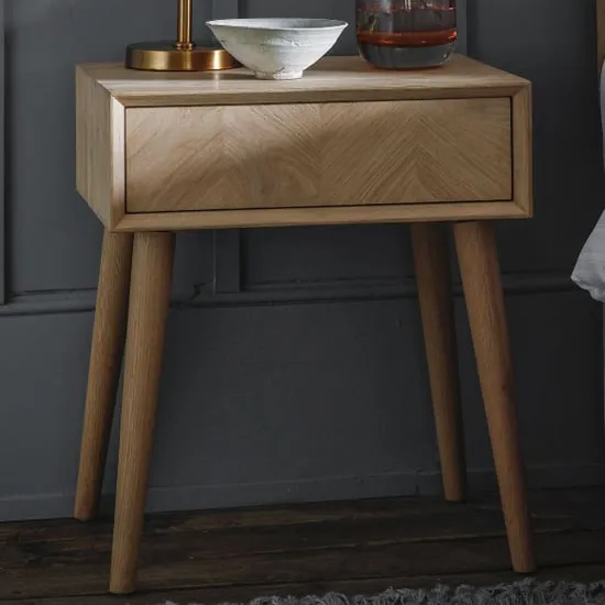 Manistee Side Table with 1 Drawer - Oak