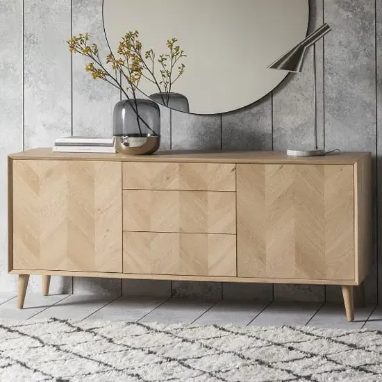Manistee Wooden Sideboard with 2 Doors 3 Drawers - Oak image