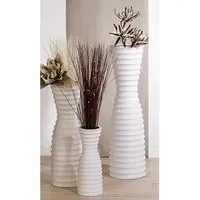Manito Floor Vase with Grooves - White, Ceramic
