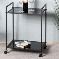 Manitowoc Drinks Serving Trolley with Glass Shelf - Black, Metal