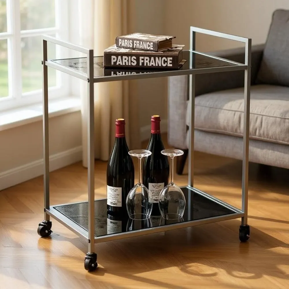 Manitowoc Drinks Serving Trolley with Glass Shelf - Grey, Metal