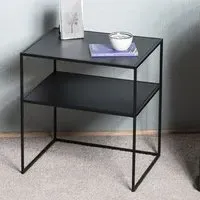 Manitowoc Large End Table with Undershelf - Black, Metal