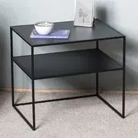 Manitowoc Small End Table with Undershelf - Black, Metal