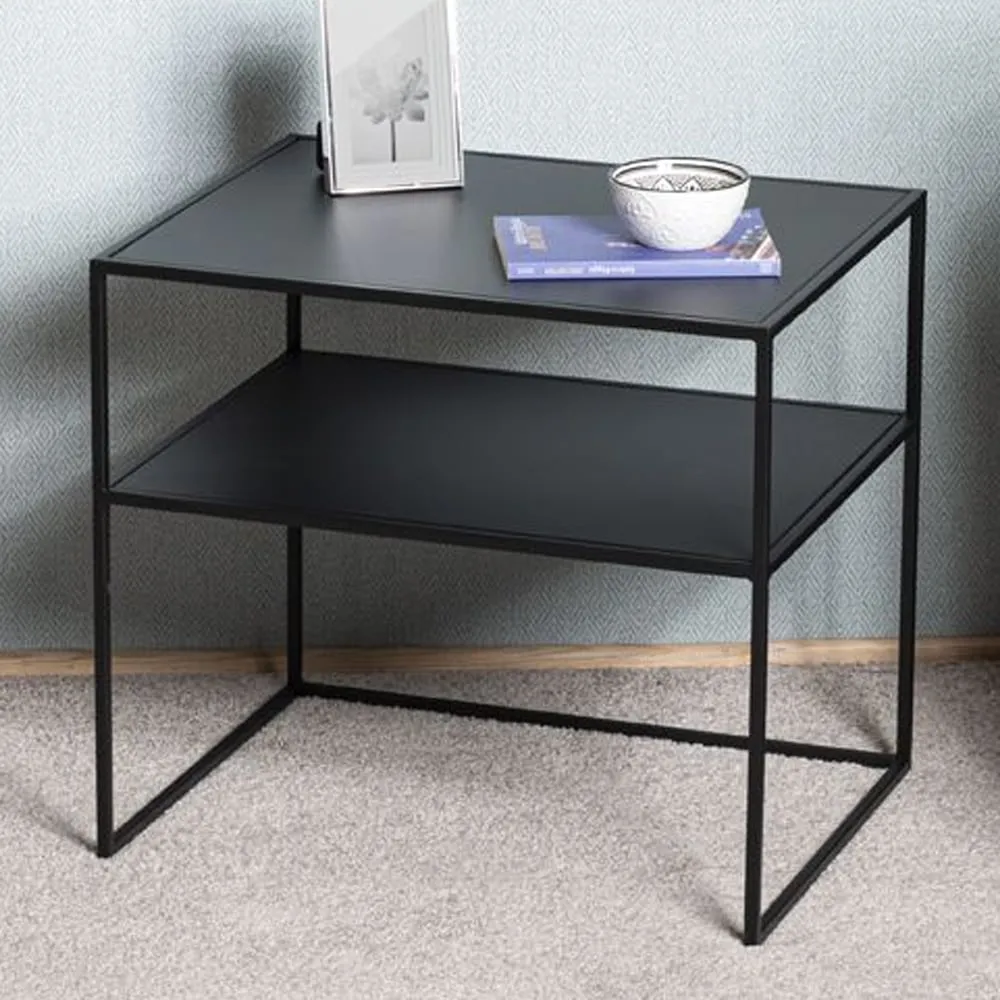 Manitowoc Small End Table with Undershelf - Black, Metal image