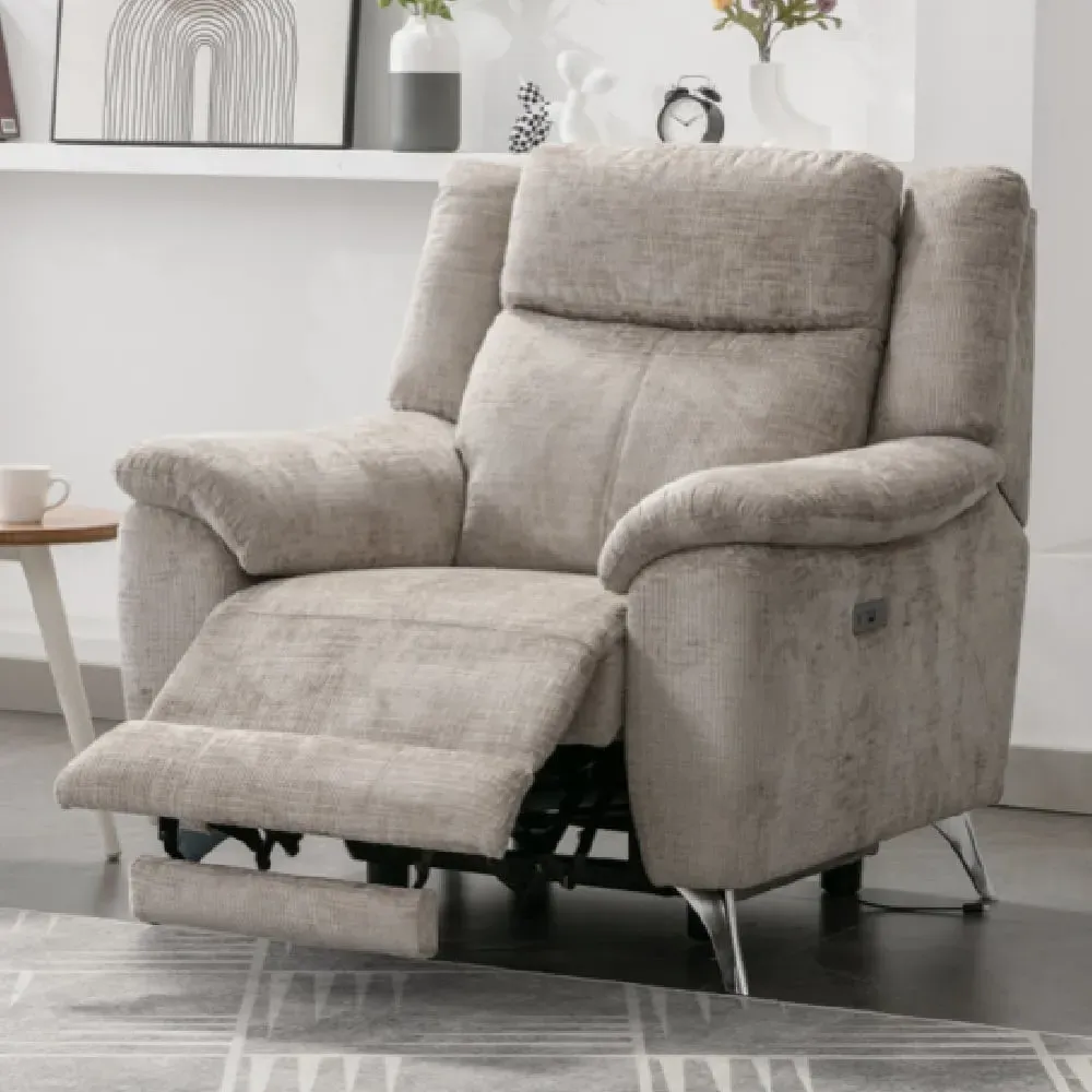 Mankato 1-Seater Electric Recliner Sofa - Fossil, Fabric