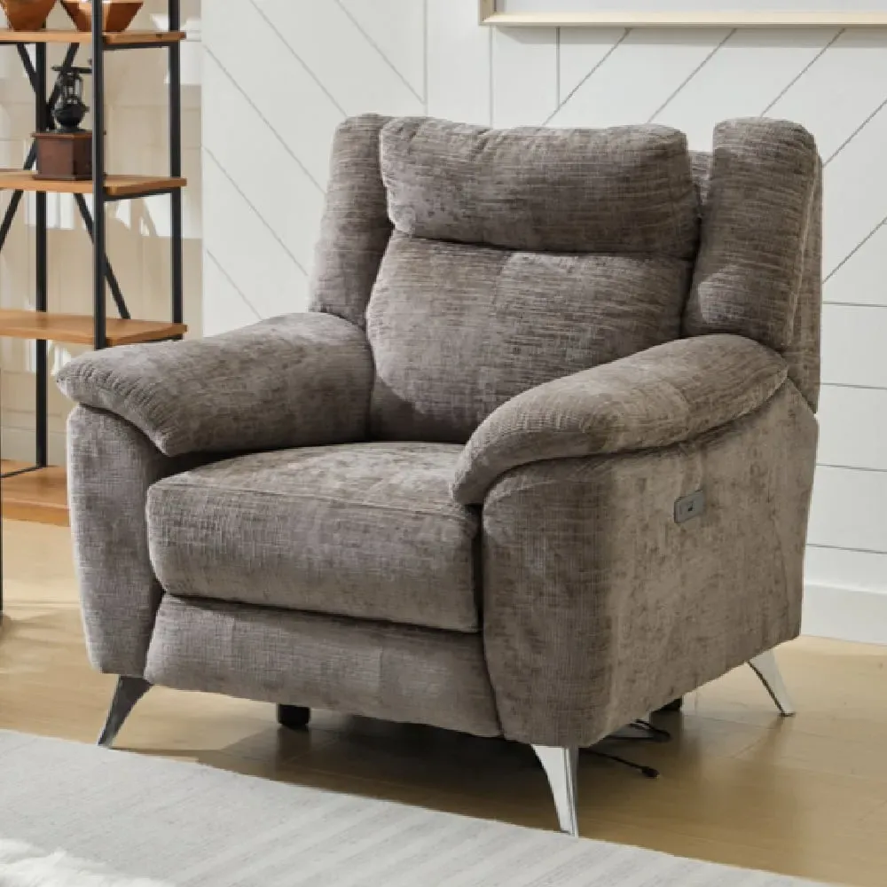 Mankato 1-Seater Electric Recliner Sofa - Stone, Fabric