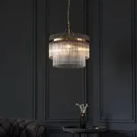 Mankato 3 Light Glass Pendant Ceiling Light - Antique Brass