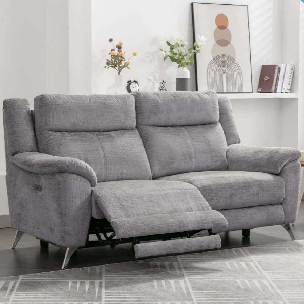 Mankato 3-Seater Electric Recliner Sofa - Ash, Fabric