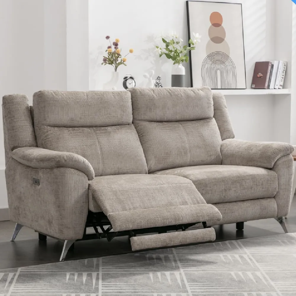 Mankato 3-Seater Electric Recliner Sofa - Fossil, Fabric